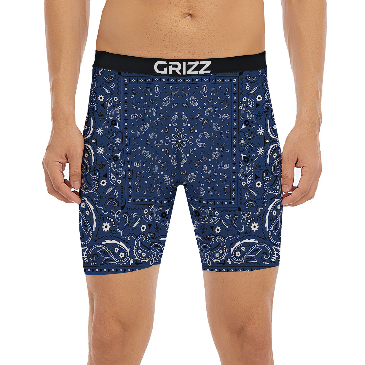 Bandana Blue Paisley Print Boxer Briefs-grizzshop