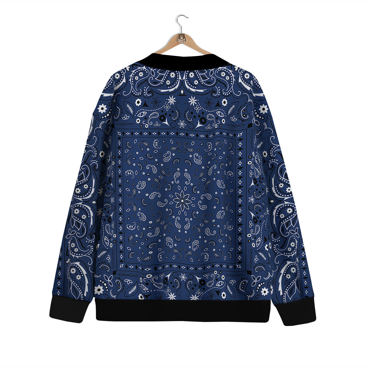 Bandana Blue Paisley Print Cardigan-grizzshop