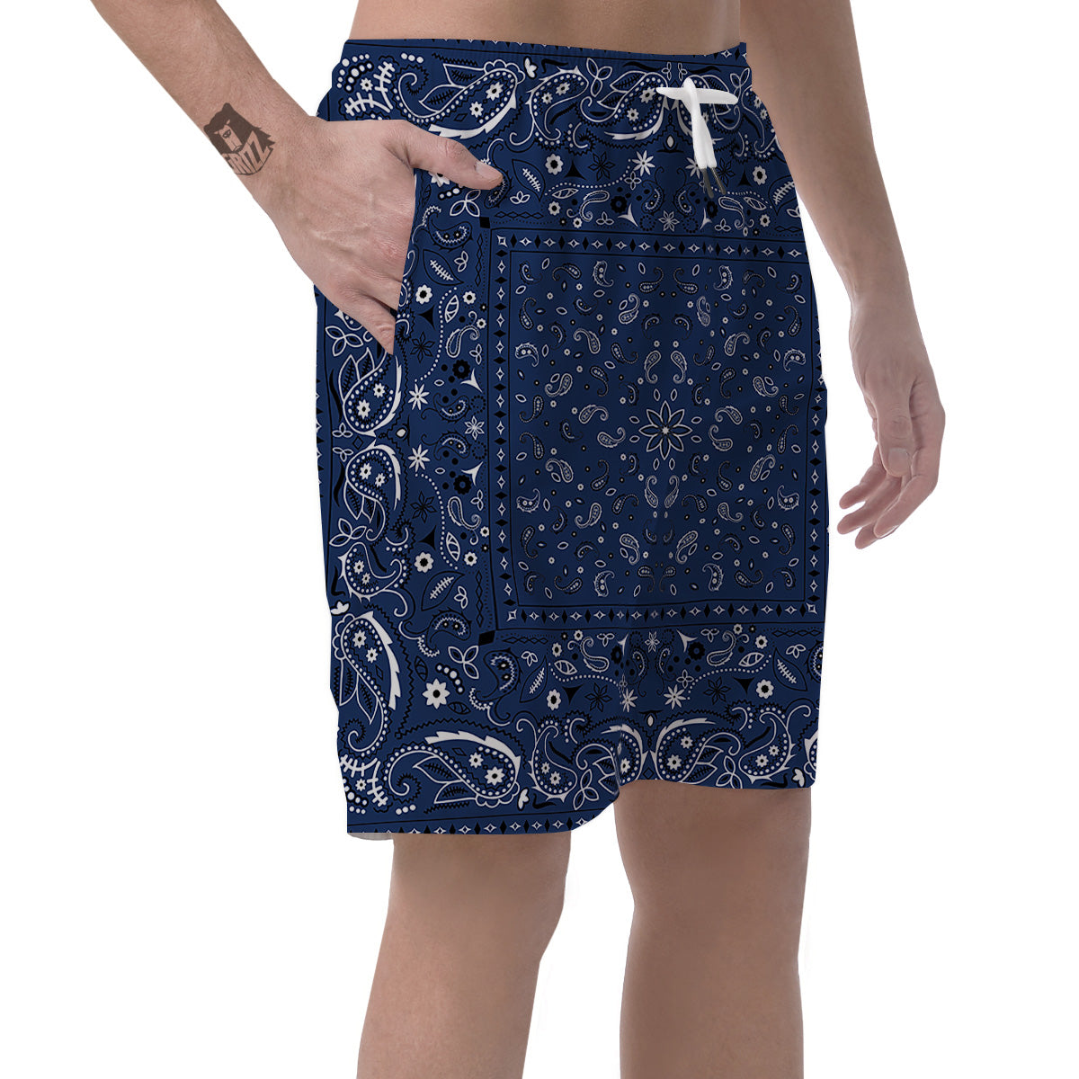 Bandana Blue Paisley Print Men's Shorts-grizzshop