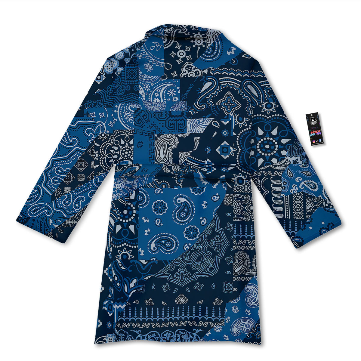Bandana Blue Paisley Print Pattern Bathrobe-grizzshop