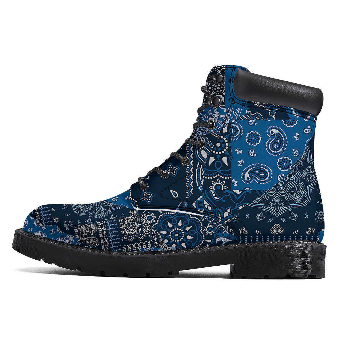 Bandana Blue Paisley Print Pattern Boots-grizzshop