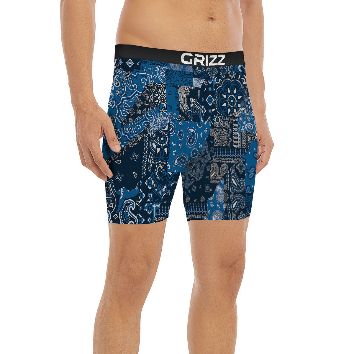 Bandana Blue Paisley Print Pattern Boxer Briefs-grizzshop