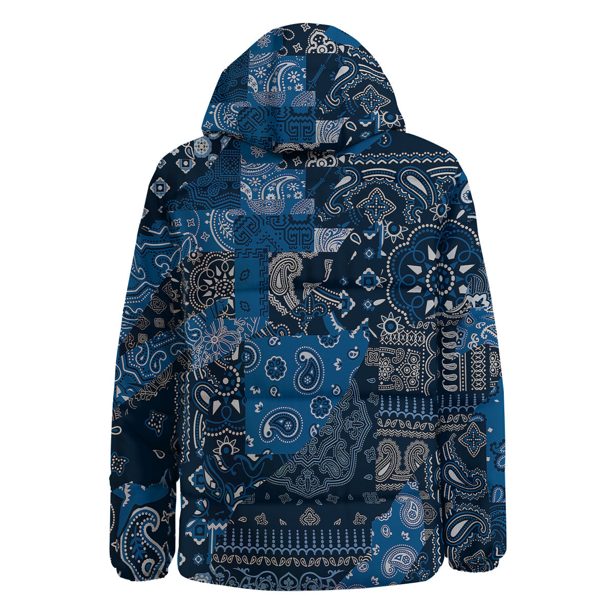Bandana Blue Paisley Print Pattern Down Jacket-grizzshop
