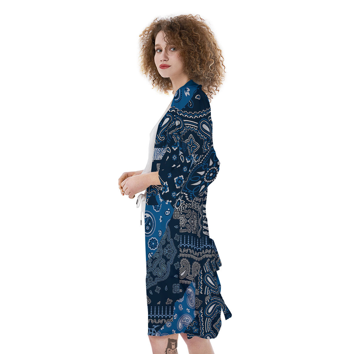 Bandana Blue Paisley Print Pattern Kimono-grizzshop