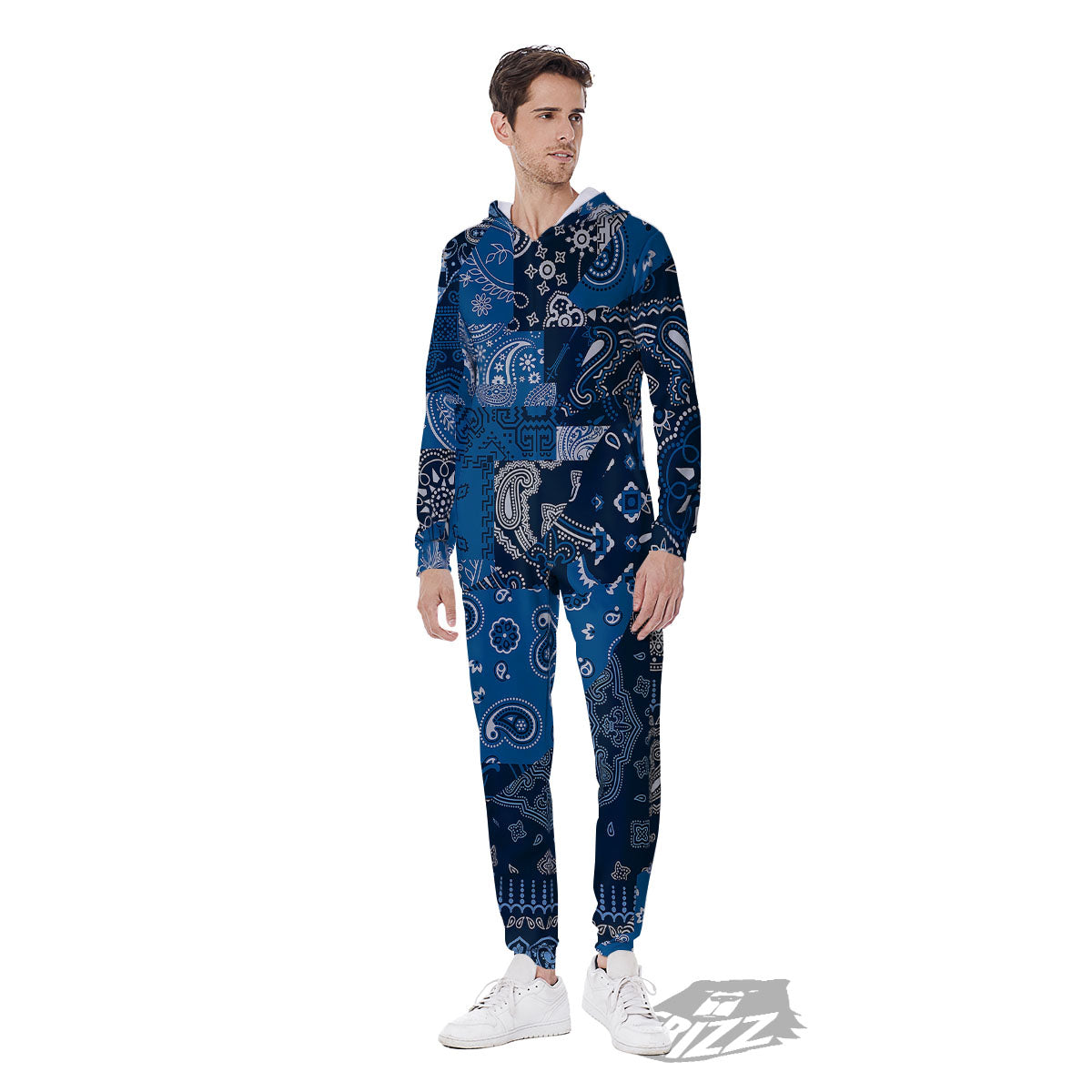 Bandana Blue Paisley Print Pattern Men's Jumpsuit-grizzshop