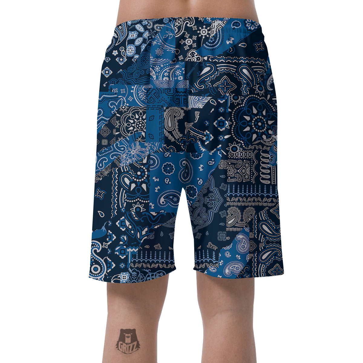 Bandana Blue Paisley Print Pattern Men's Shorts-grizzshop