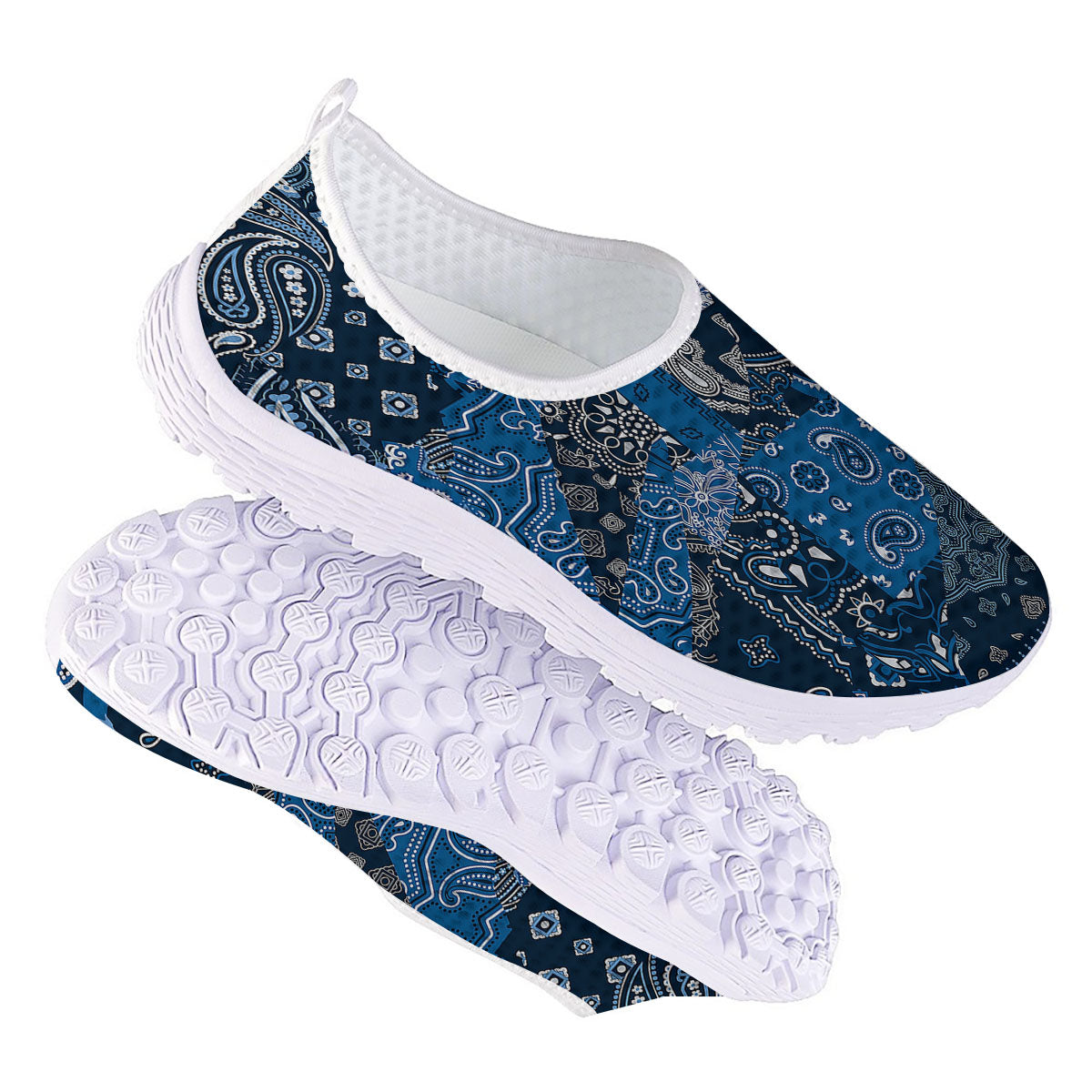 Bandana Blue Paisley Print Pattern Nurse Shoes-grizzshop