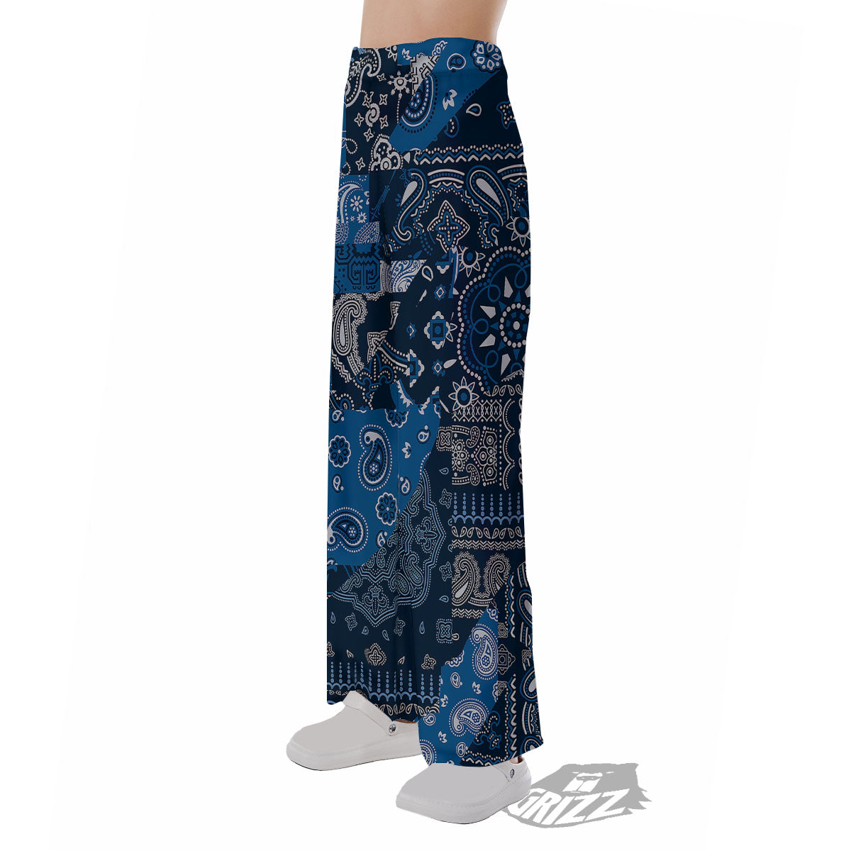 Bandana Blue Paisley Print Pattern Pajama Pants-grizzshop