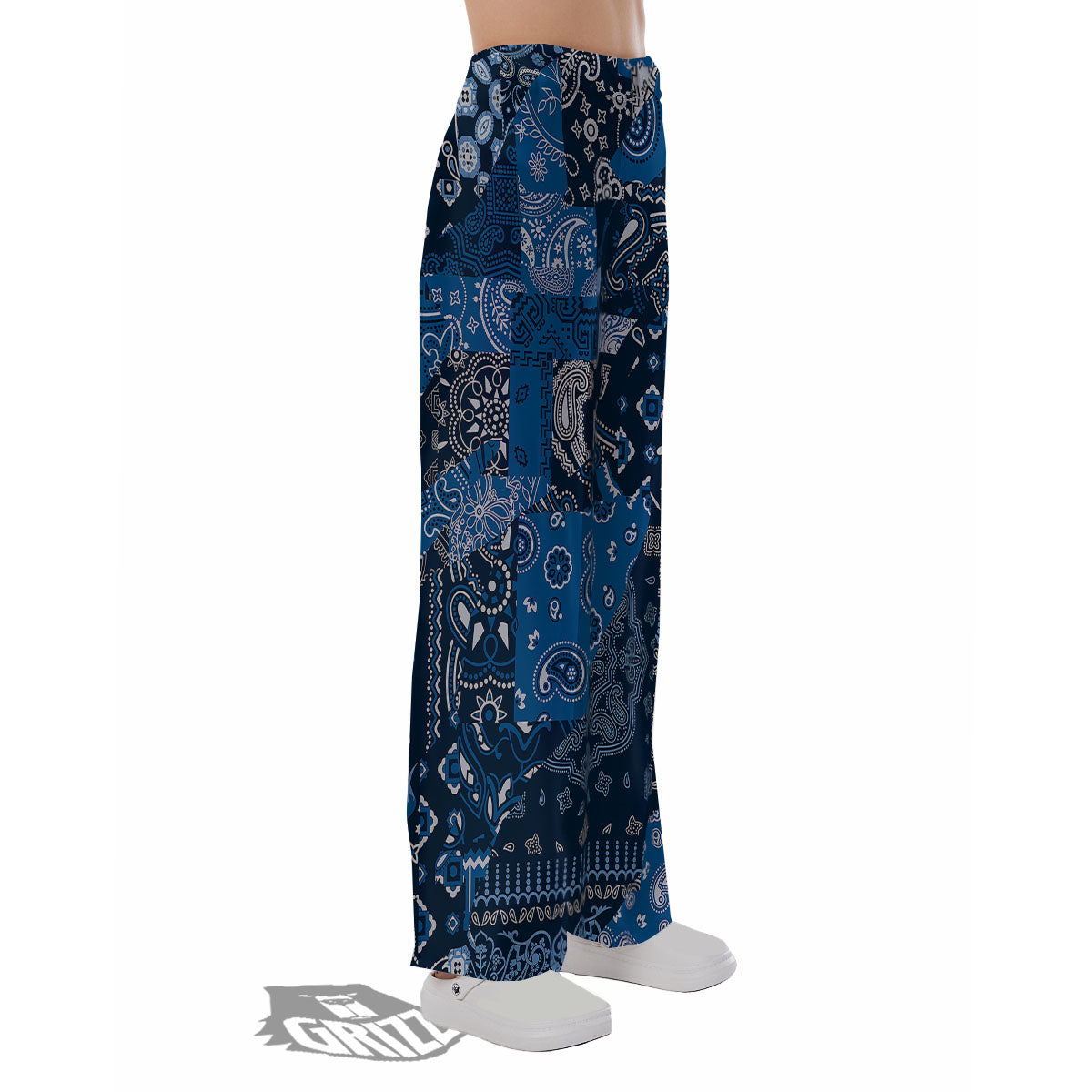 Bandana Blue Paisley Print Pattern Pajama Pants-grizzshop