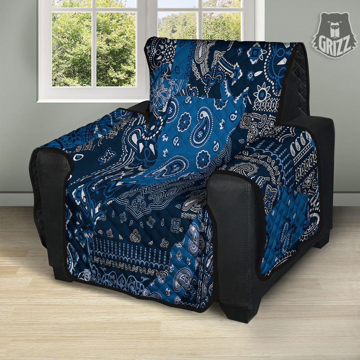 Bandana Blue Paisley Print Pattern Recliner Protector-grizzshop