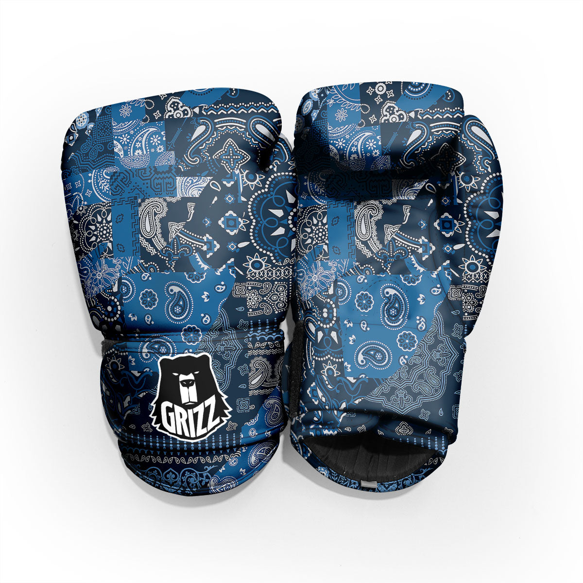 Bandana Blue Paisley Print Pattern Pro Boxing Glove