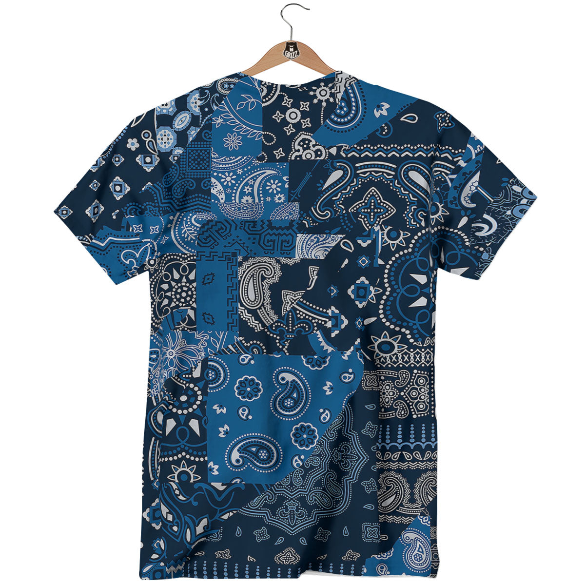 Bandana Blue Paisley Print Pattern T-Shirt-grizzshop