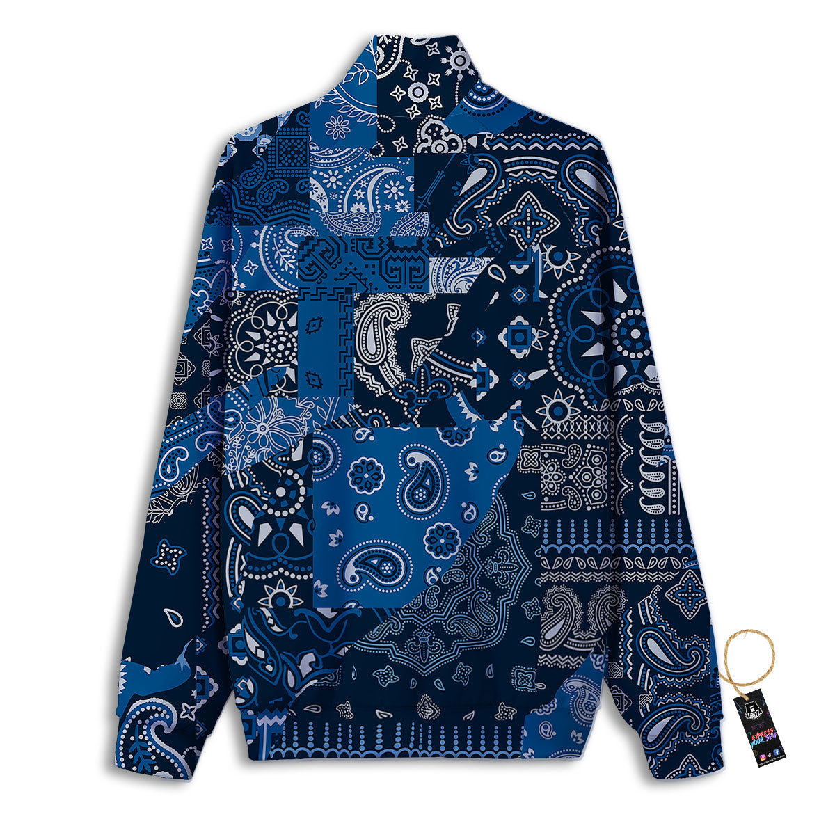 Bandana Blue Paisley Print Pattern Track Jacket-grizzshop