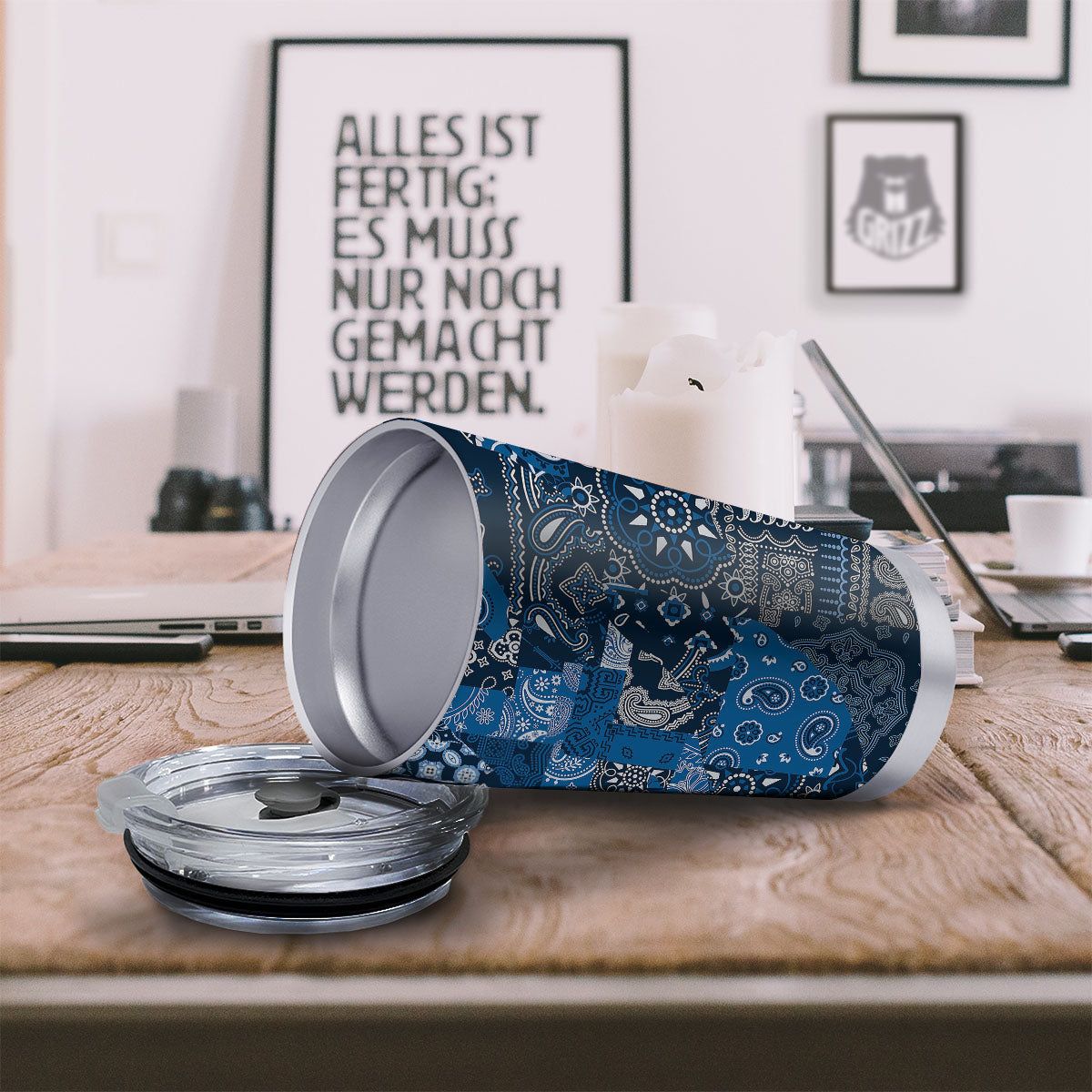 Bandana Blue Paisley Print Pattern Tumbler-grizzshop