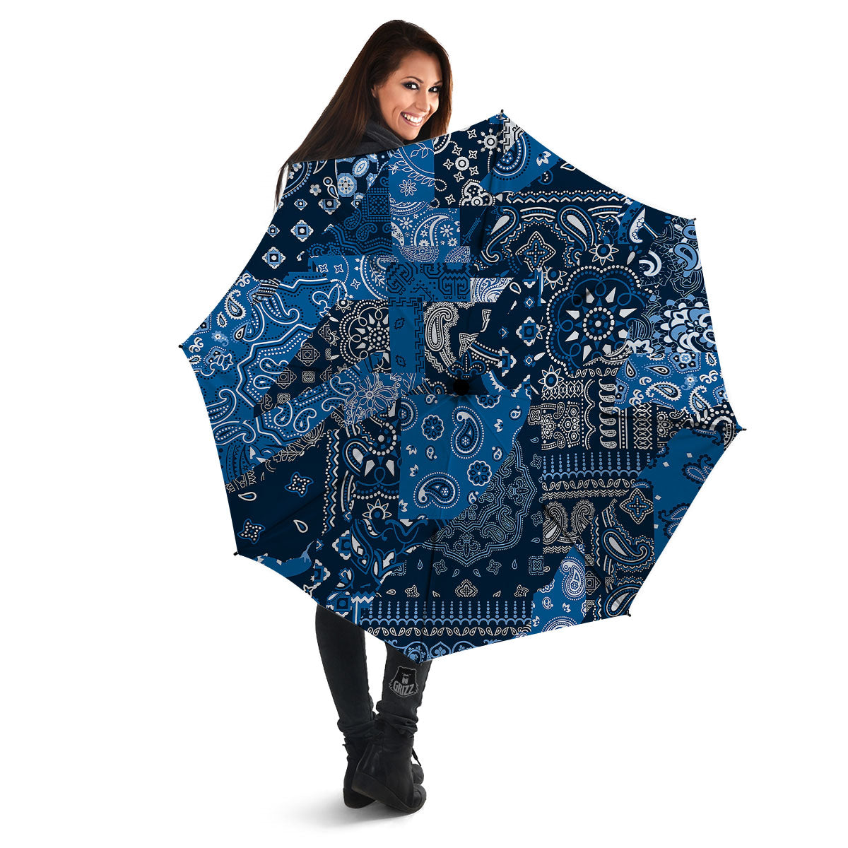 Bandana Blue Paisley Print Pattern Umbrella-grizzshop