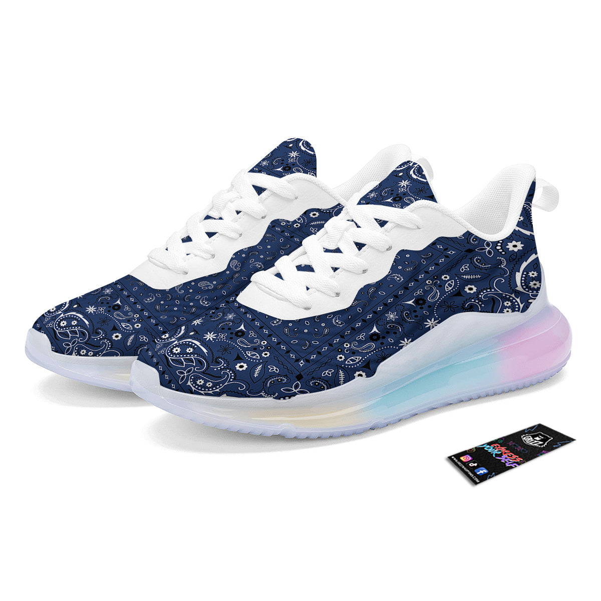 Bandana Blue Paisley Print Running Sneakers-grizzshop