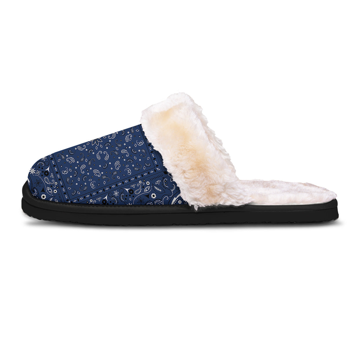 Bandana Blue Paisley Print Slippers-grizzshop