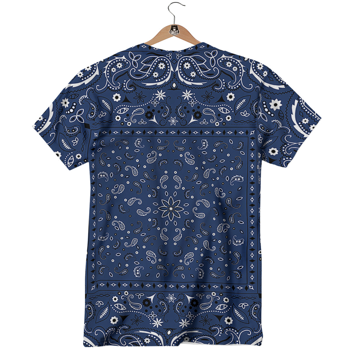 Bandana Blue Paisley Print T-Shirt-grizzshop