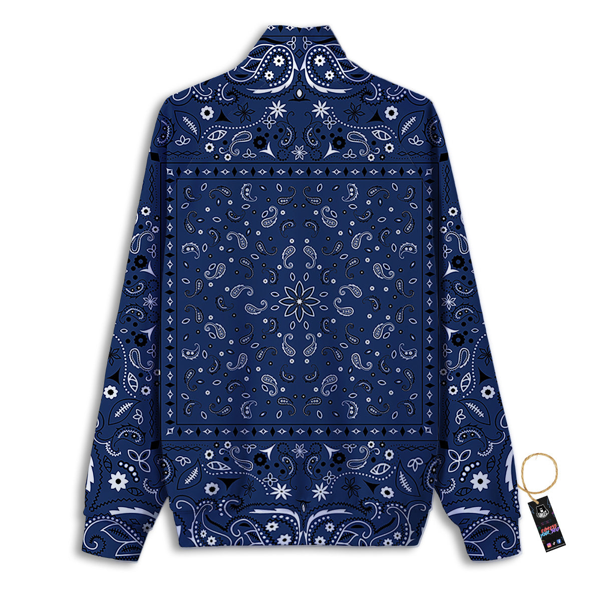 Bandana Blue Paisley Print Track Jacket-grizzshop