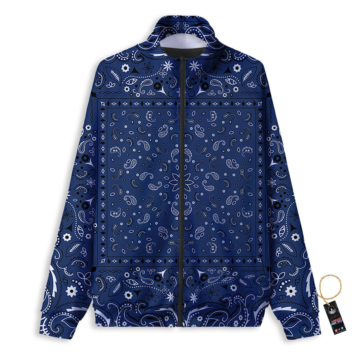 Bandana Blue Paisley Print Track Jacket-grizzshop