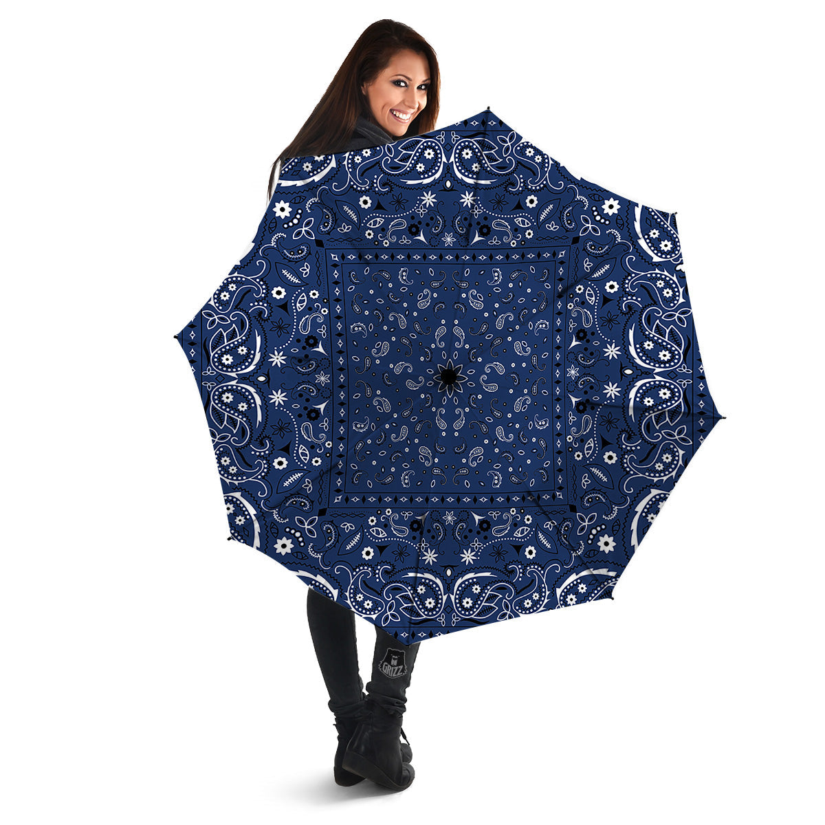 Bandana Blue Paisley Print Umbrella-grizzshop