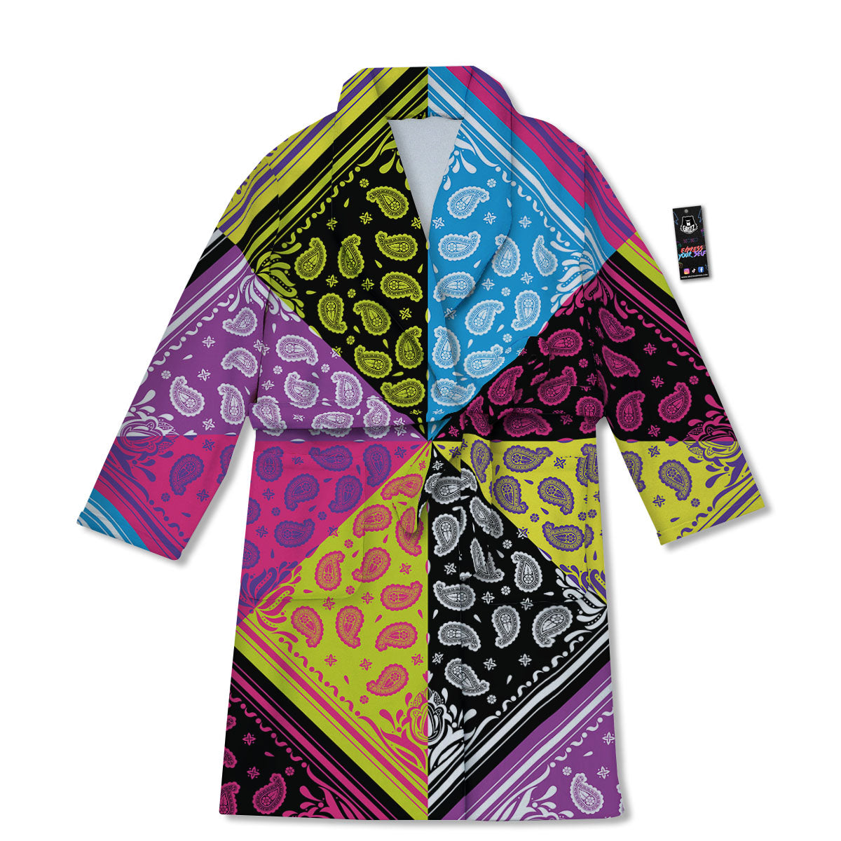 Bandana Paisley Colorful Square Print Bathrobe-grizzshop