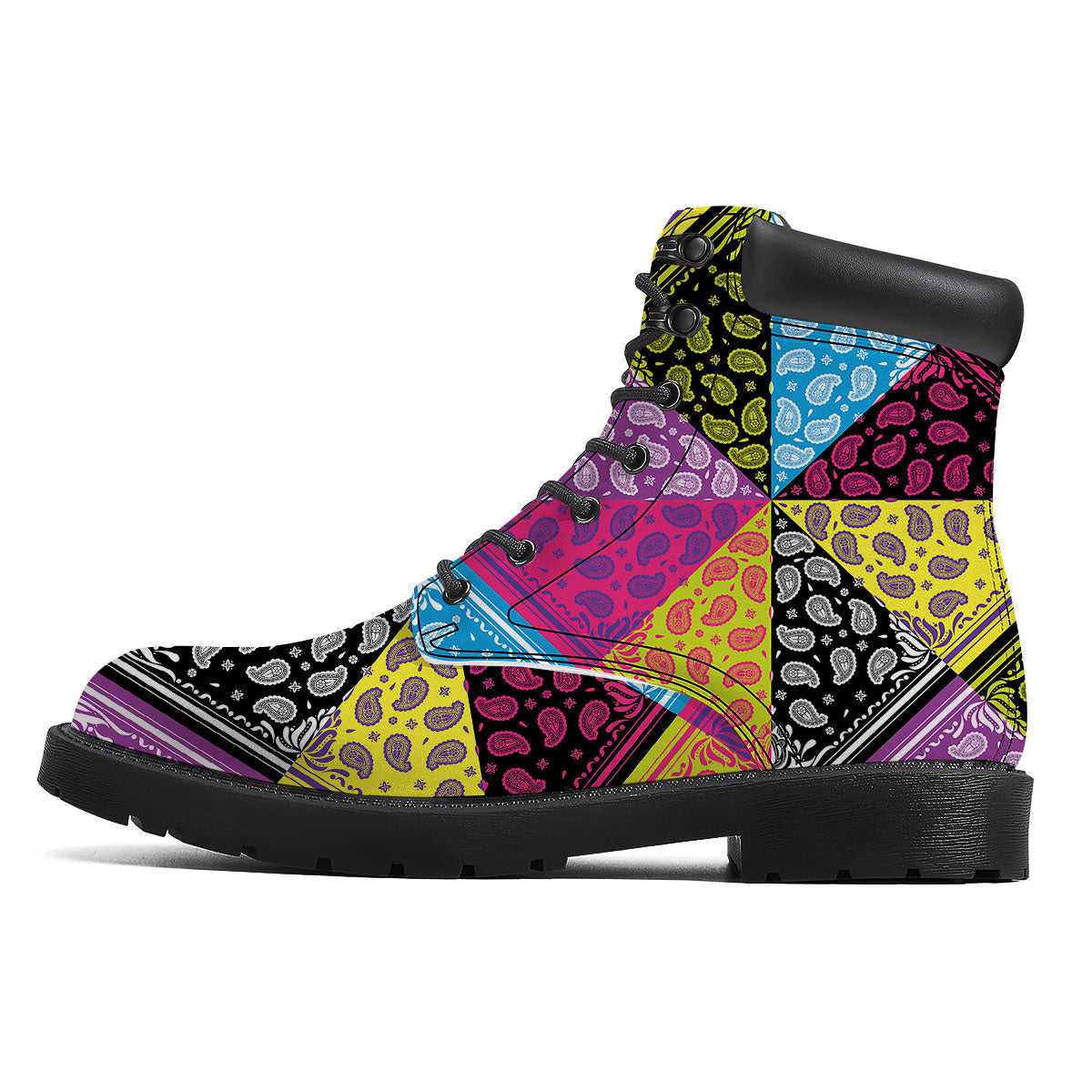 Bandana Paisley Colorful Square Print Boots-grizzshop