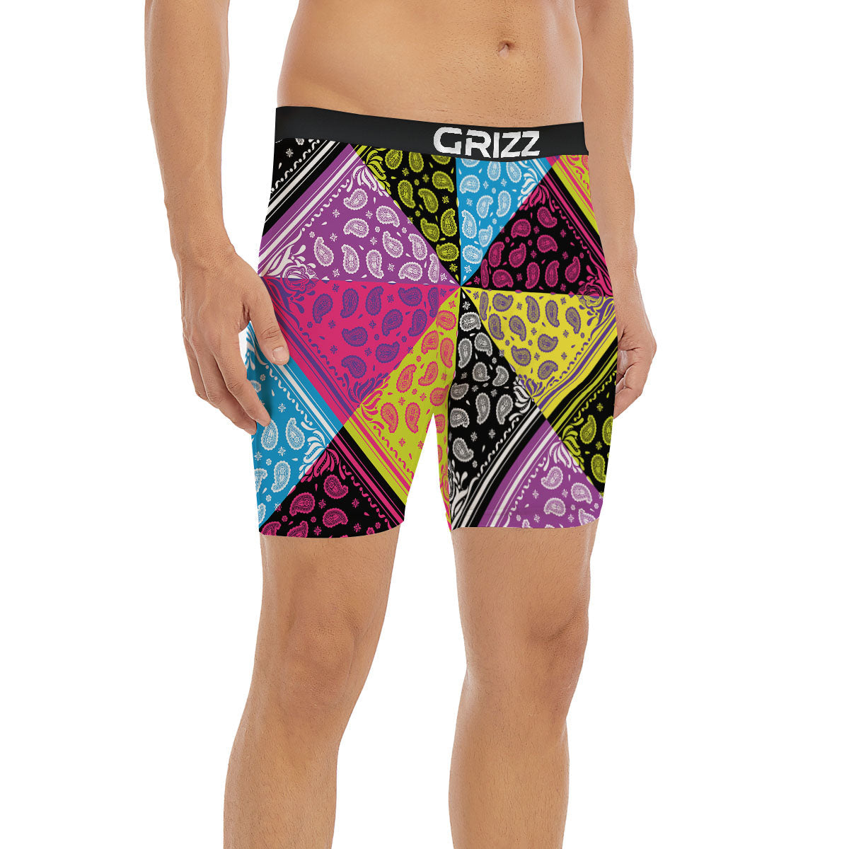 Bandana Paisley Colorful Square Print Boxer Briefs-grizzshop