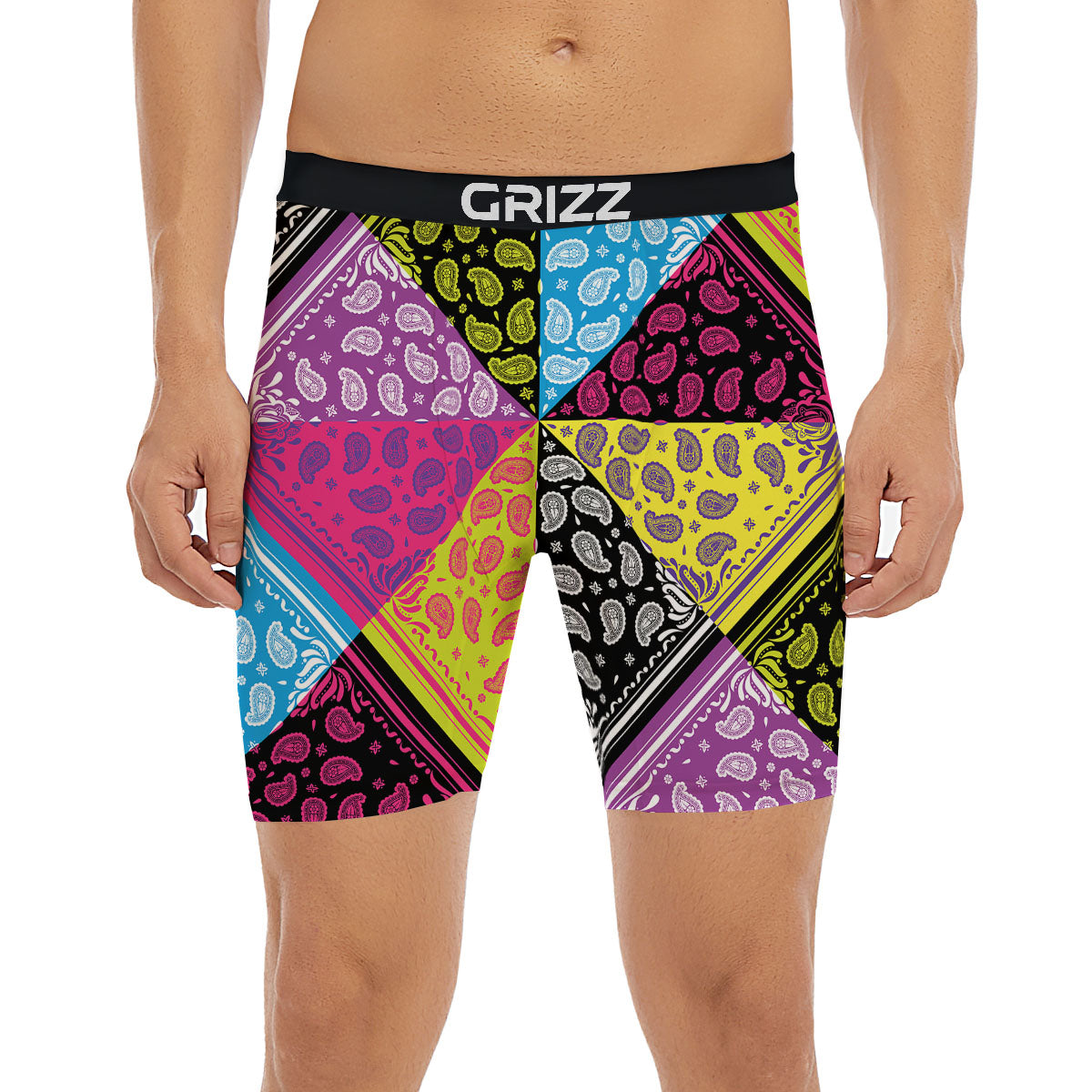 Bandana Paisley Colorful Square Print Boxer Briefs-grizzshop