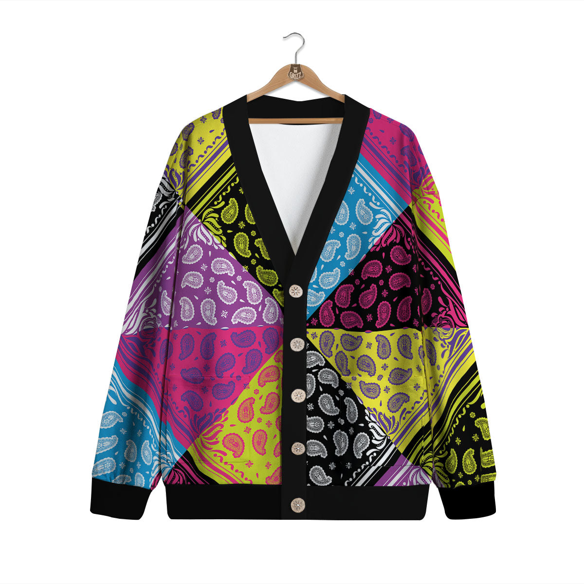 Bandana Paisley Colorful Square Print Cardigan-grizzshop