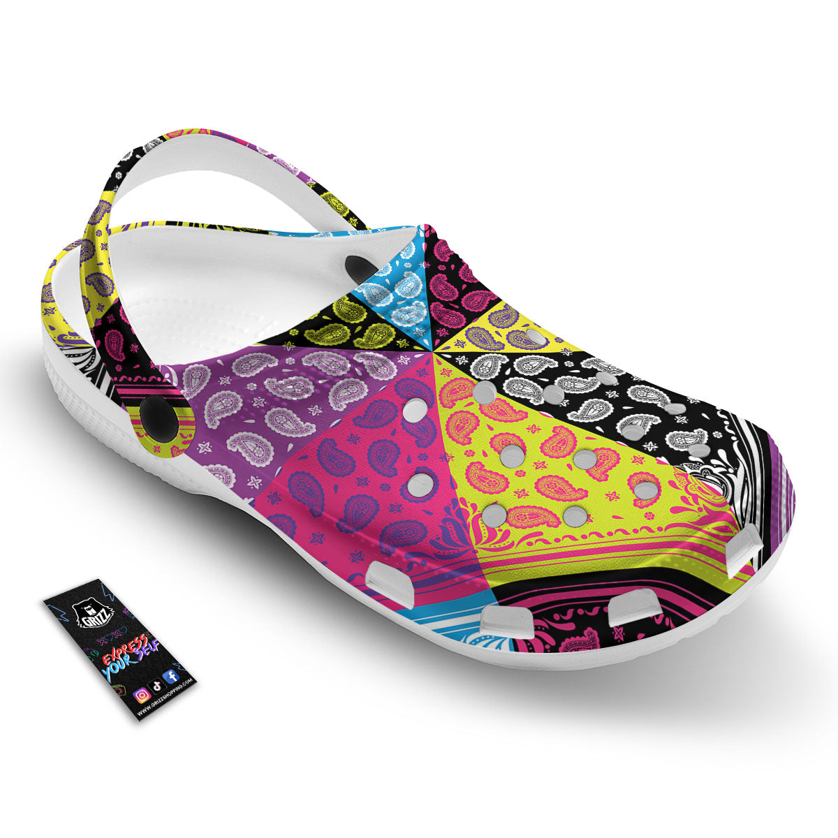 Bandana Paisley Colorful Square Print Clog-grizzshop