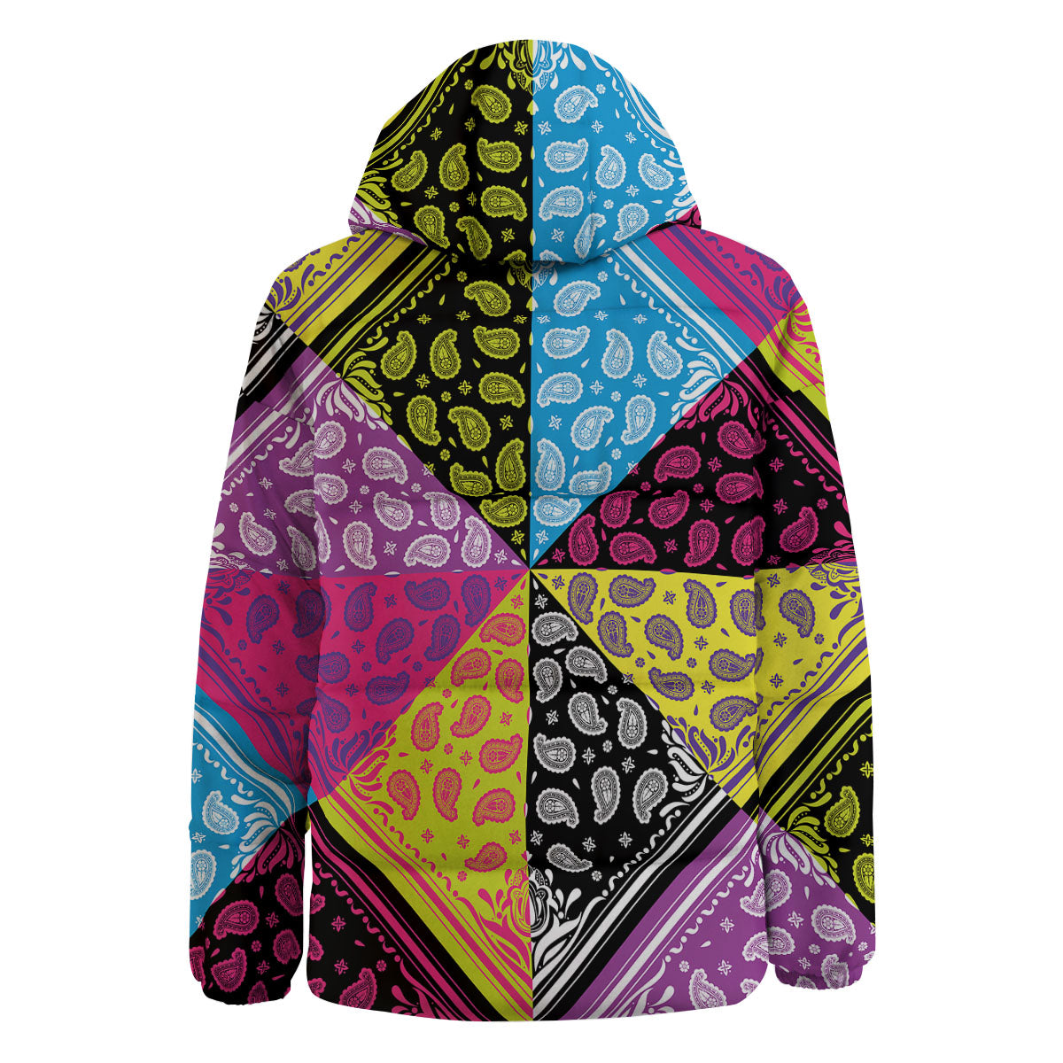 Bandana Paisley Colorful Square Print Down Jacket-grizzshop