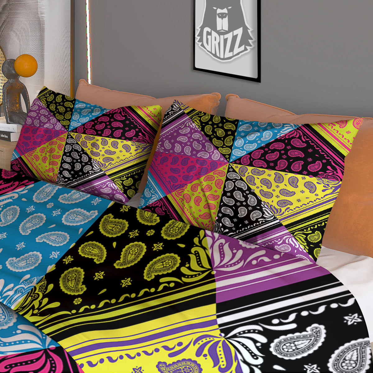 Bandana Paisley Colorful Square Print Duvet Cover Bedding Set