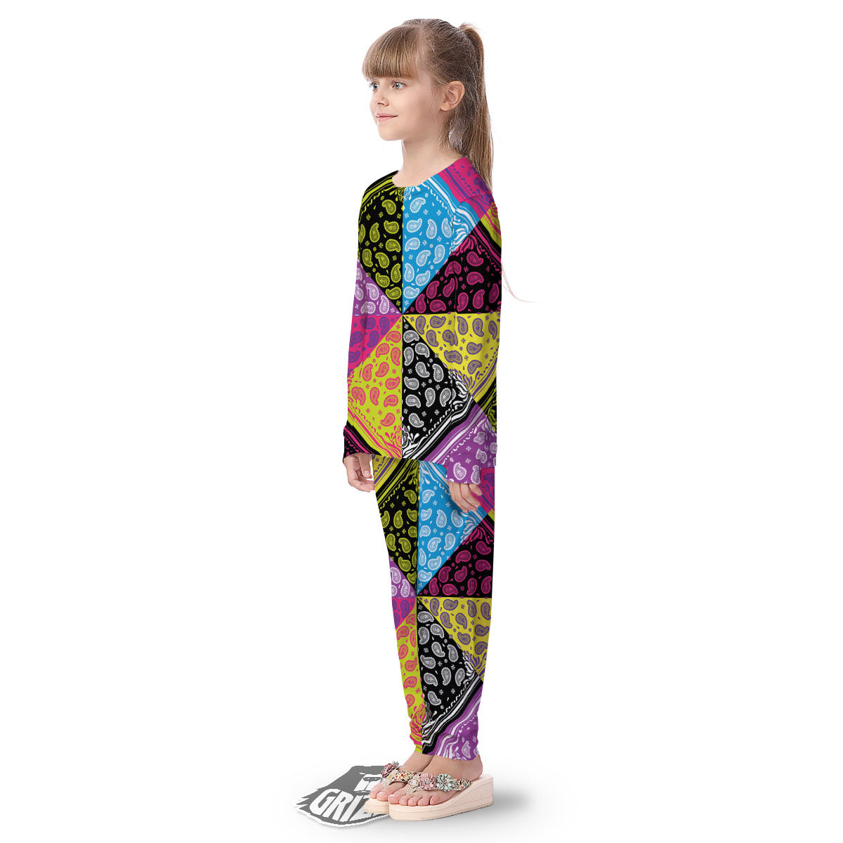 Bandana Paisley Colorful Square Print Kid's Pajamas-grizzshop
