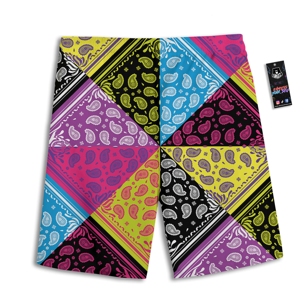 Bandana Paisley Colorful Square Print Men's Athletic Shorts