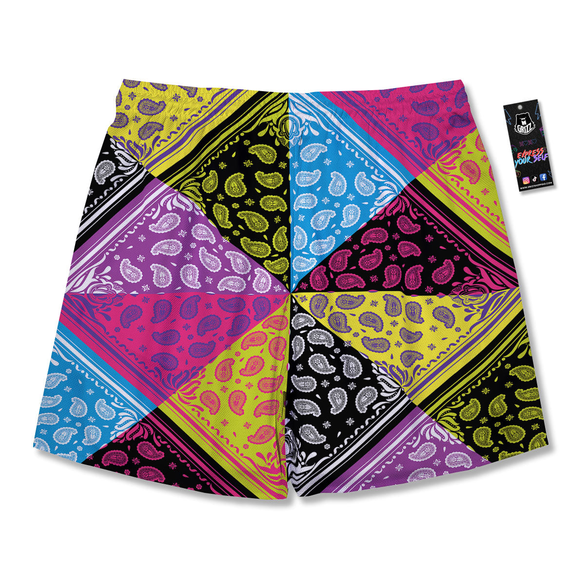 Bandana Paisley Colorful Square Print Men's Running Shorts-grizzshop