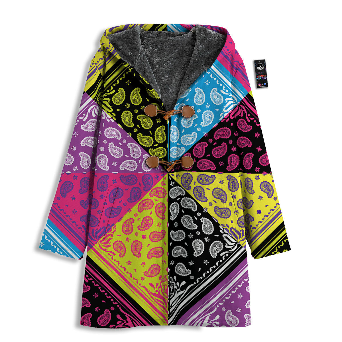 Bandana Paisley Colorful Square Print Men's Windbreaker Jacket-grizzshop