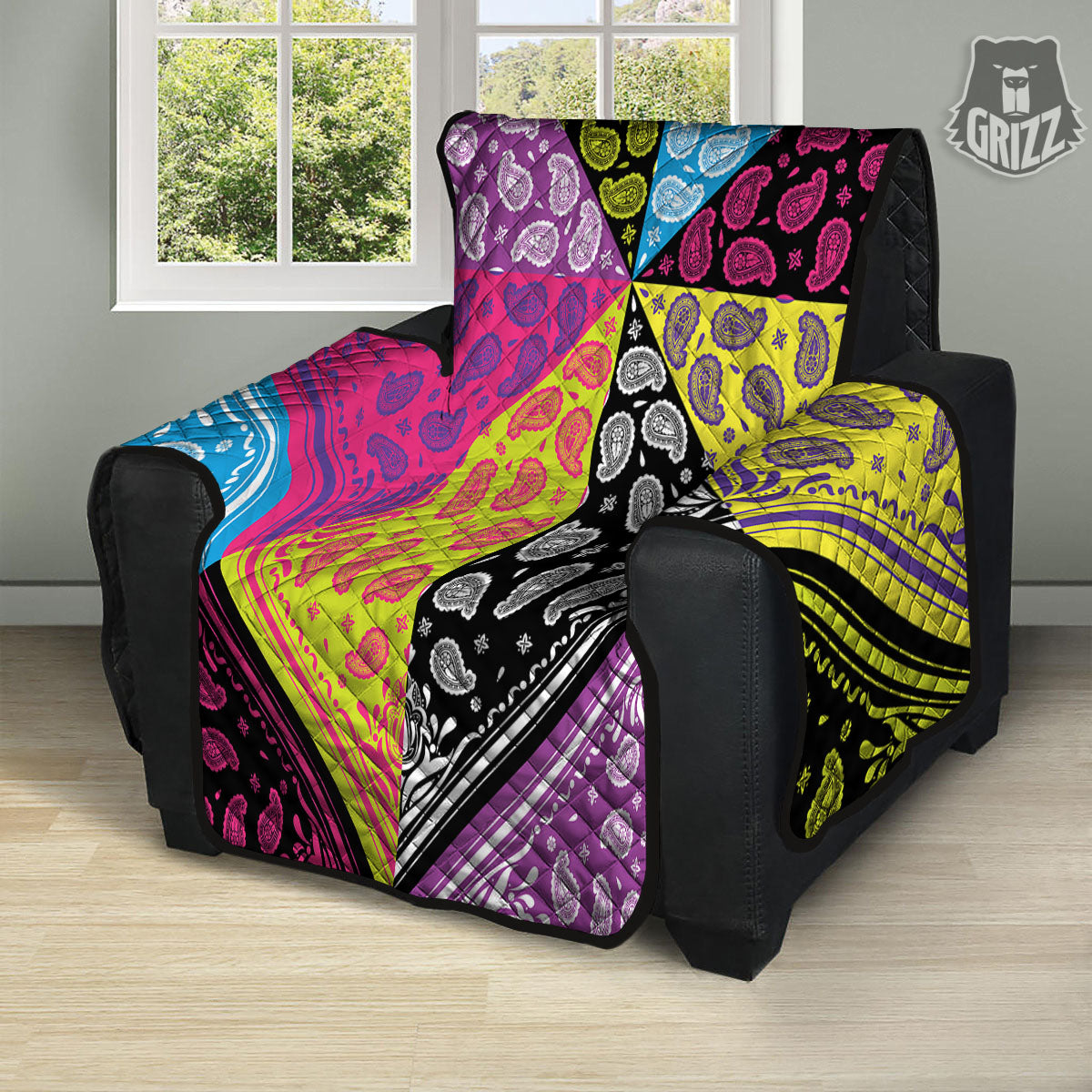 Bandana Paisley Colorful Square Print Recliner Protector-grizzshop