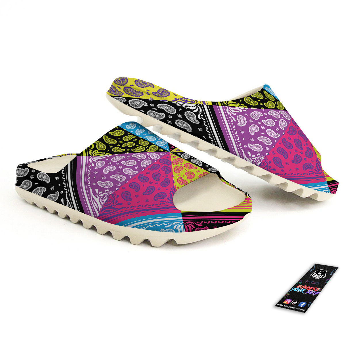 Bandana Paisley Colorful Square Print Sandals-grizzshop