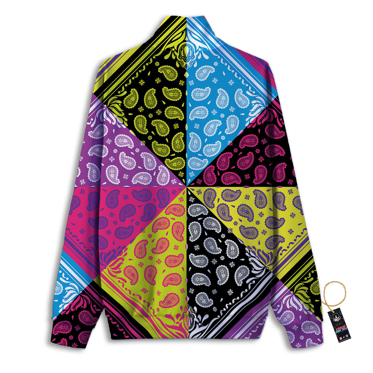 Bandana Paisley Colorful Square Print Track Jacket-grizzshop