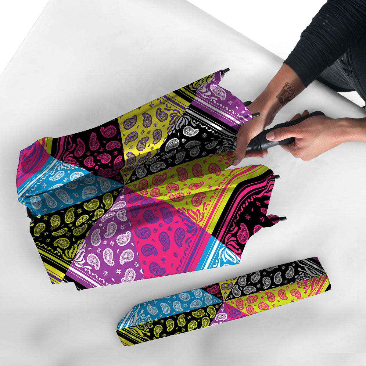 Bandana Paisley Colorful Square Print Umbrella-grizzshop