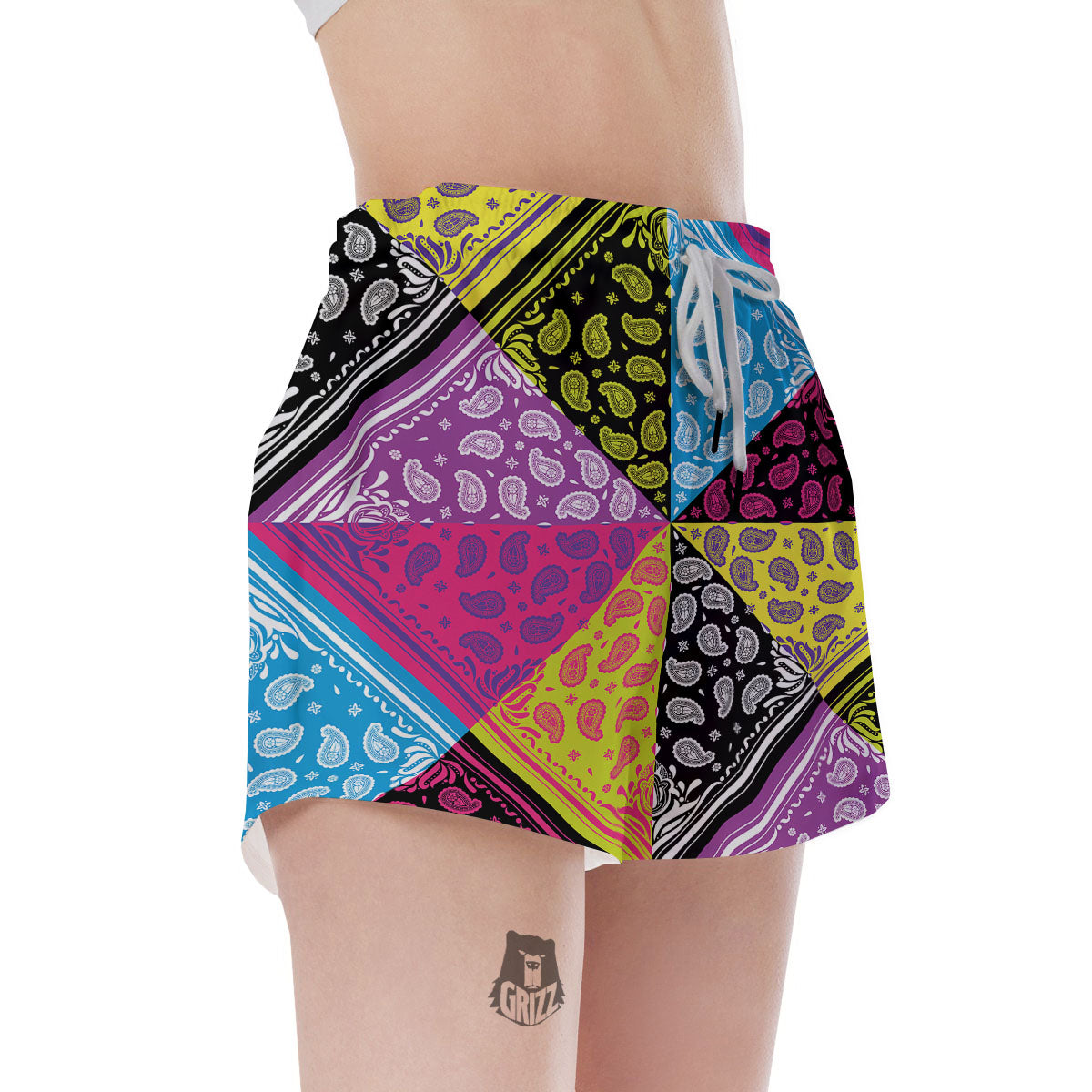 Bandana Paisley Colorful Square Print Women's Shorts-grizzshop