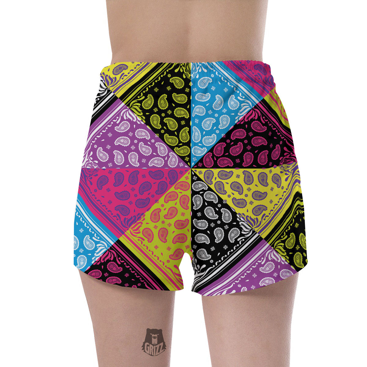 Bandana Paisley Colorful Square Print Women's Shorts-grizzshop