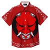 Bandana Red Hannya Demon Print Button Up Shirt-grizzshop