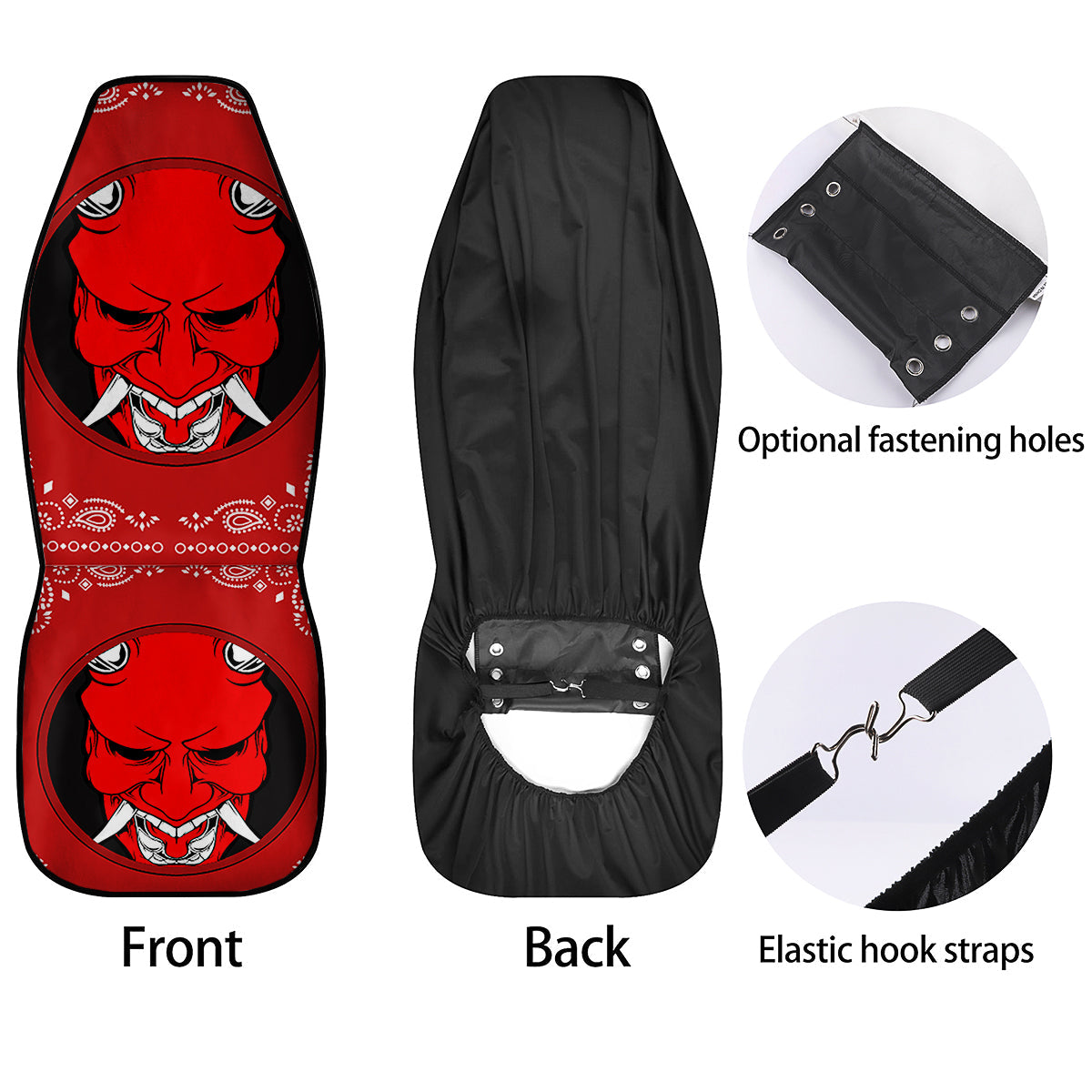 Bandana Red Hannya Demon Print Car Seat Covers-grizzshop