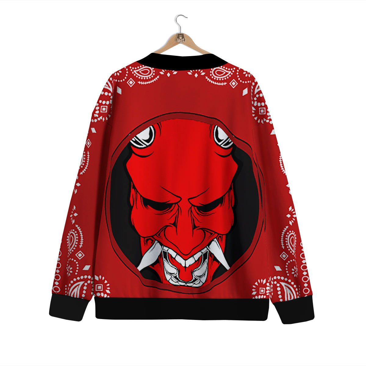 Bandana Red Hannya Demon Print Cardigan-grizzshop