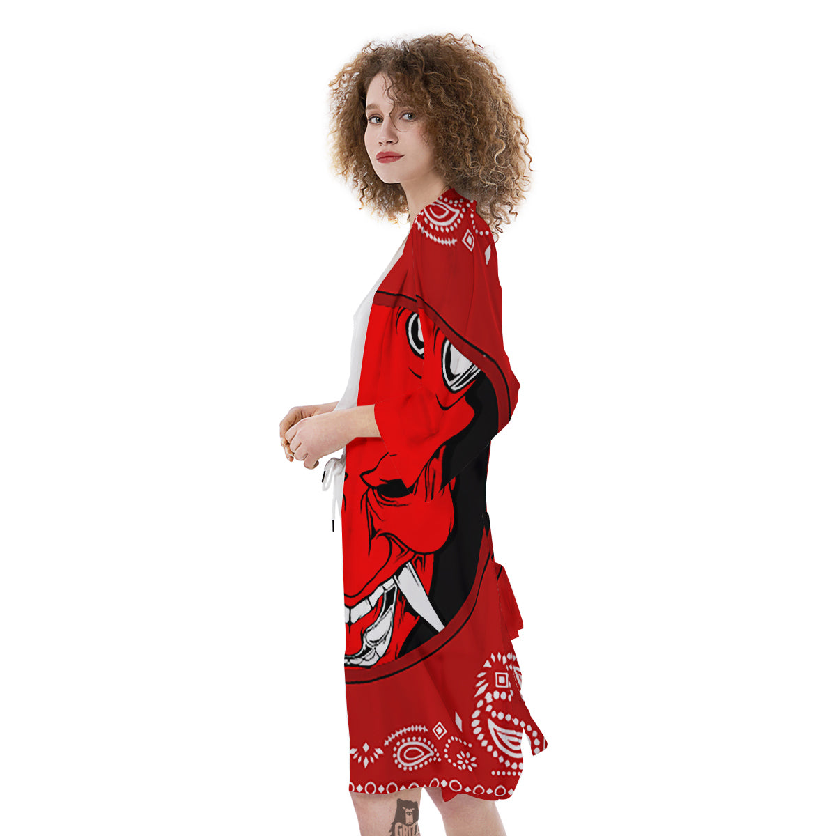 Bandana Red Hannya Demon Print Kimono-grizzshop