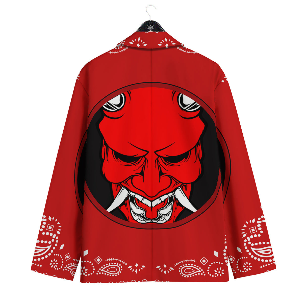 Bandana Red Hannya Demon Print Men's Sport Coat-grizzshop