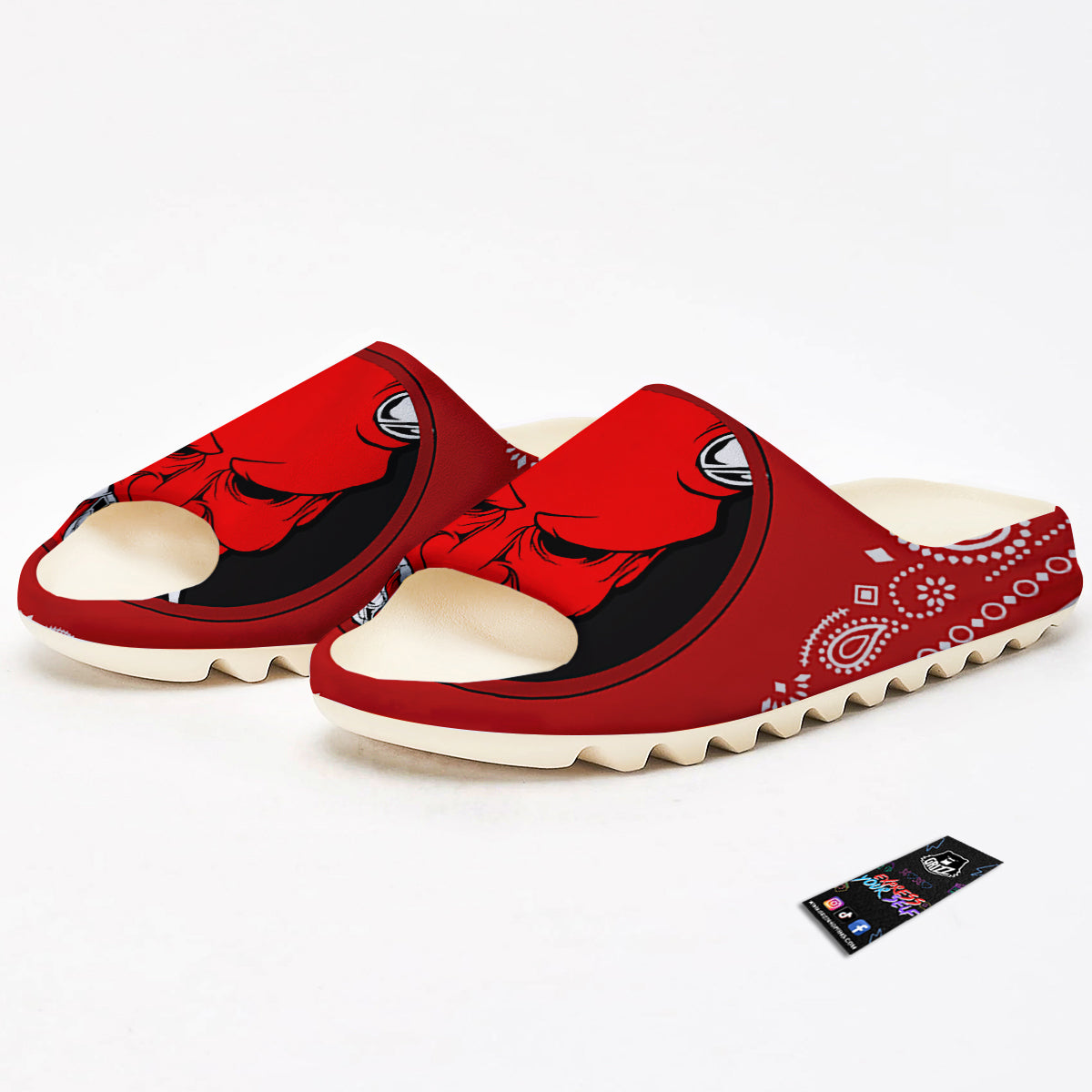 Bandana Red Hannya Demon Print Sandals-grizzshop