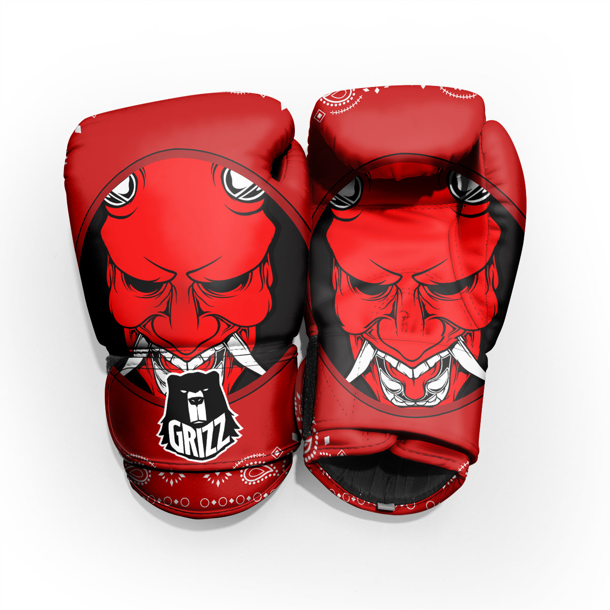 Bandana Red Hannya Demon Print Pro Boxing Glove